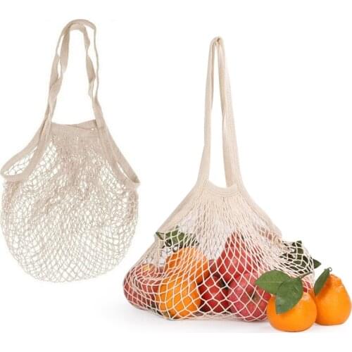 Cotton Mesh Shopping Bag Reusable String Fruit Storage Handbag Totes Women Shopping Mesh Net Shop Grocery Tote Bag 2019 Foldable