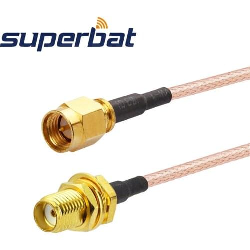 Superbat SMA BulkHead Jack to SMA Straight Plug Pigtail Cable RG316 45cm Antenna Feeder Cable Assembly