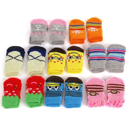 Warm Puppy Dog Shoes Soft Pet Knits Socks Cute Cartoon Anti Slip Skid Socks For Small Dogs Breathable Pet Products