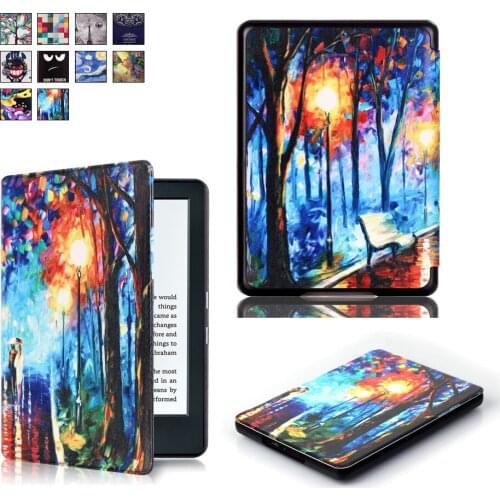 Slim PU Leather Magnetic Funda Case Print Protective Skins Shell Capa Cover For Amazon Kindle 8th 2016 Kindle 558 E reader Coque