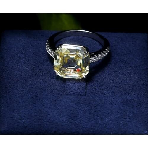 Top New yellow color square shape Cubic Zircon Rings for women gift with free shipping