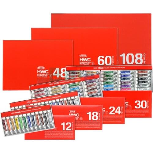 Japanese Holbein Tubular Watercolor Pigment 24 / 30 / 60 / 108 Color 5ml Artist Transparent Painting Set for Student and Adults