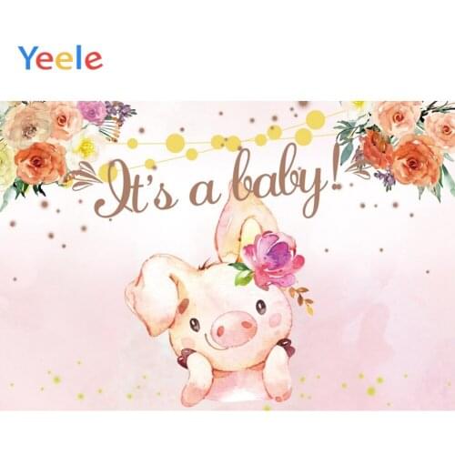 Yeele Pig Flower Customized Baby Child Birthday Party Decoration Photographic Backgrounds Photography Backdrops For Photo Studio