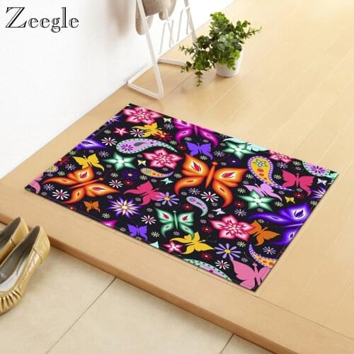 Zeegle Creative Mat Floor Rug Anti-slip Hallway Mat Home Door Entrance Mat Flannel Funny Printing Doormat And Rug Absorption Rug