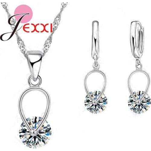 Charming High Quality Necklace +Earring Jewelry Set 925 Sterling Silver And Cubic Zirconia For Women Banquet Decoration