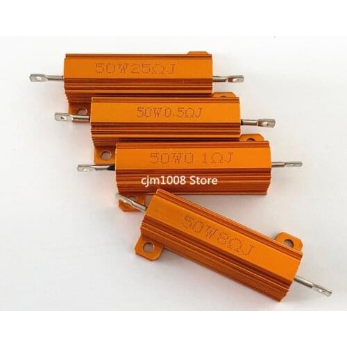 1PCS Aluminum Power Metal Shell Case Wirewound Resistor RX24 50W 1R 2R 3R 4R 5R 6R 8R 10R 12R 15R 20R 25R 30R 50R 100R