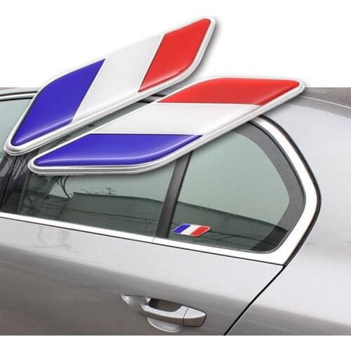 2Pcs/Set Car-Styling 3D Aluminum French Flag Logo Leaf Side Emblem Badge Decal Car Stickers For Citroen Peugeot Renault DS