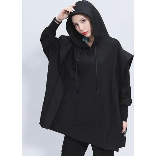 Hoodie Sweatshirt Dress for Girls Fashion Cool Patchwork Harajuku Black Japan Pullover Plus Size Female Top Coat Spring Autumn