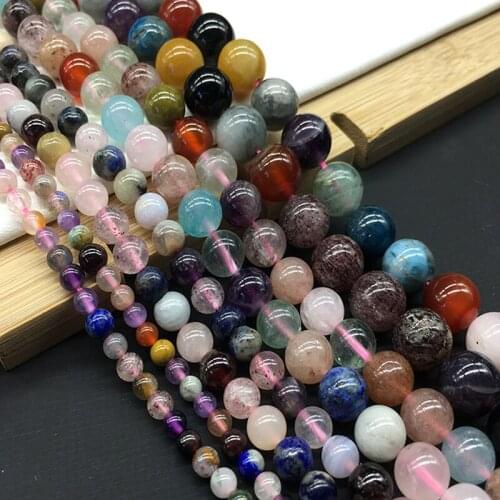 4/6/8/10mm Mix Color Natural Crystal Stone Beads Round Colorful Multi Gem Stone Beads For Bracelet Necklace Making DIY Jewelry