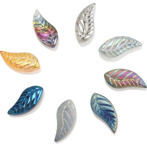 50PCS Crystal Leaf Beads 8X18MM Angel Wings Glass Beads For DIY Making Necklace Handmade Women Charm Bracelet Jewelry Supplies