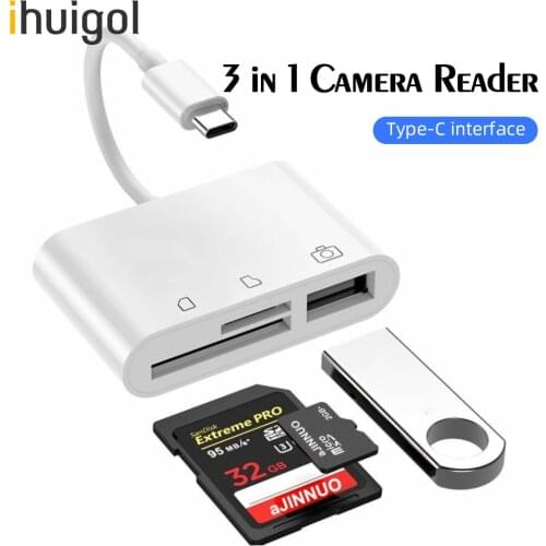 Ihuigol USB Type C OTG Adapter USB SD Card Reader for Samsung Huawei Xiaomi TF/SD Type-c Camera Memory CardReader Data Converter