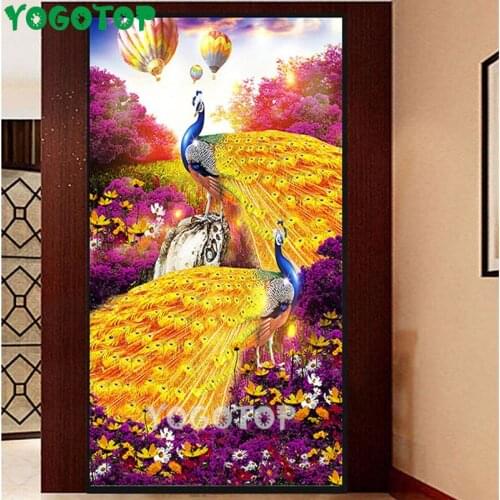 Large Animal peacock 5D DIY Diamond Painting Diamond Embroidery puzzle Square round Drill Mosaic Cross Stitch Lavender YY4476