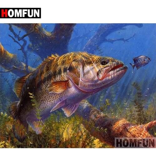 HOMFUN Full Square/Round Drill 5D DIY Diamond Painting "Wild fish" Embroidery Cross Stitch 5D Home Decor Gift A07630