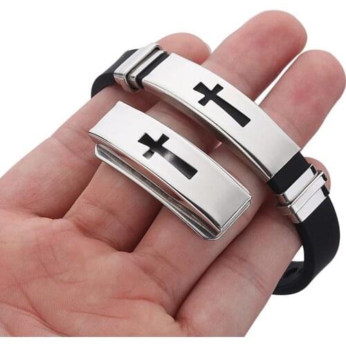 New Men Bracelet Titanium Steel 2PCS Fashion Cross Vintage Contracted Bracelet Faith Bracelet For Men Jewelry
