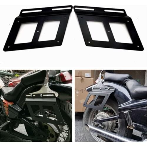 2pcs Black Motorcycle Saddle Bags Support Side Bag Bracket Mounting Holder Universal For Harley Honda Yamaha Suzuki Kawasaki