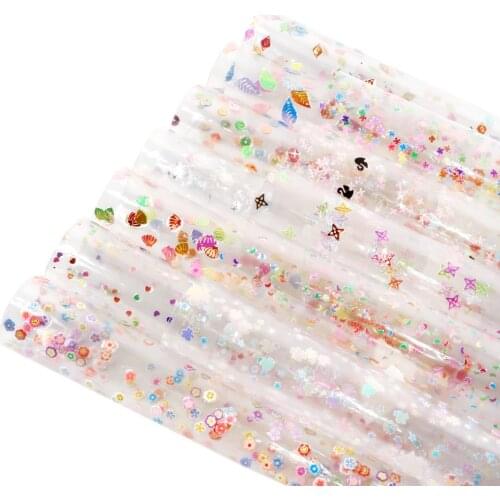 David Accessories 20*33cm Transparent Sequins Synthetic Leather Patchwork For Hair Bow Bags Phone Case DIY Projects,1Yc9181