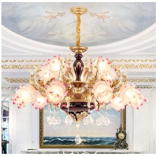 Zinc Alloy Crystal Chandelier Restaurant Hall European Chandelier Living Room Lamp E14 Decorative Pendant Lamp Indoor Decoration