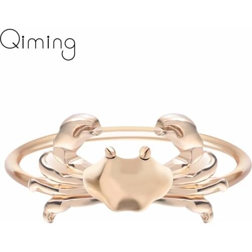 Cute Crab Rings For Women Girls Maryland Crab Sea Animal Finger Rings Girls Female Simple Jewelry Valentines Day Gift Bague