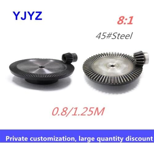 0.8/1.25M Precision bevel gear ratio speed 1:8 and other stock 90 degree transmission bevel gear