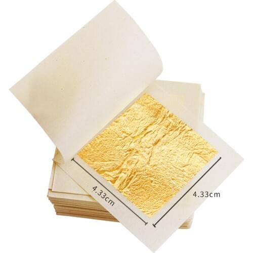 Edible Gold Leaf Real Gold Foil 50PCS 4.33x4.33cm for Facial Mask Art Craft Gilding Paper Edible Cake Decoration 24K Gold Leaf