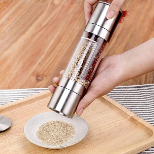 Pepper Mill Grinder 2 in 1 Stainless Steel Manual Salt Pepper Grinder Seasoning Kitchen Tools Grinding for Cooking