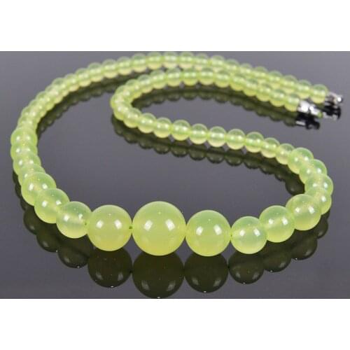 Fashion Round Bead Light Yellow Stone Necklace Natural Stone 6-14mm Yoga Balance Reiki Healing Women Jewelry J007