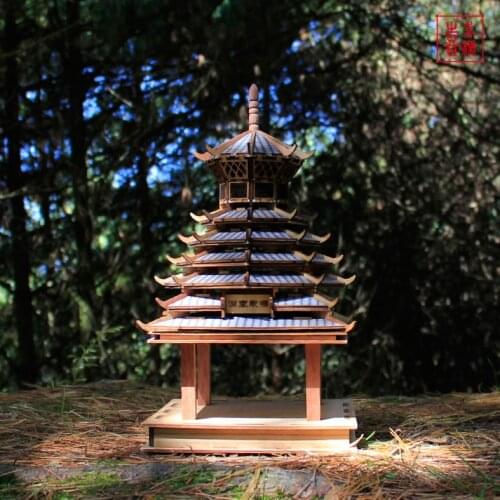 Chinese Classic wooden Tower Dong Zhai drumtower model kit DIY 7-story drum building wooden model kits