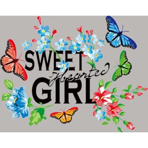 Butterfly Flower Patch Iron On Clothes Heat Transfer Vinyl Tops Diy Fashion Appliqued Badges Heat Print Over Powder