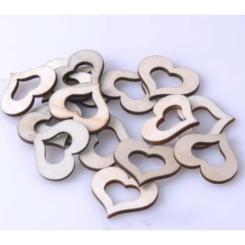 Natrual Wooden Scrapbooking Art Collection Craft Heart Pattern for Home Decoration 30x26mm 50pcs MT0669
