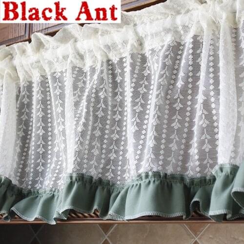 Nordic Style Embroidery Short Curtain For Kitchen Cabinet Door Half Curtain Dustproof Coffee Home Decora Rod Pocket DL-JD843