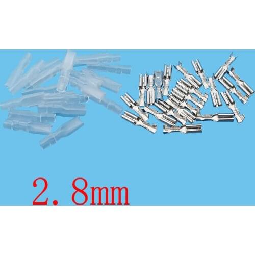50Pairs 2.8mm Female Spade Crimp Terminals Connector Wire Crimp Terminal Block with Insulating Sleeve