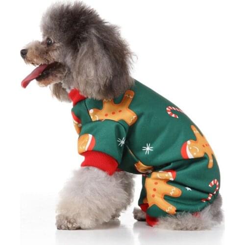 Autumn Winter Pet Clothes Christmas Outfits 4-legged Cartoon Pattern Costume Small And Medium Cold Weather Jumpsuit Pet Supplies