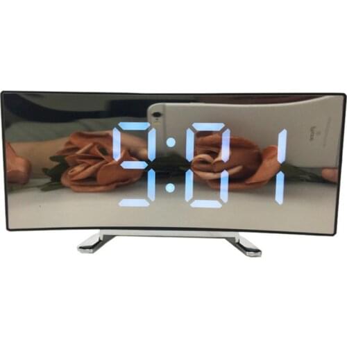 Hot LED Alarm Clock Large Screen Mirror Electronic Digital Desk Clock For Kids Bedroom Large Number Table Clock Digital Watch