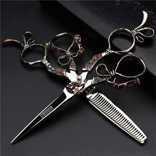 Professional hair salon barber scissors 6 inch hairdresser special barber shop scissors flat cut teeth shear thinning suit