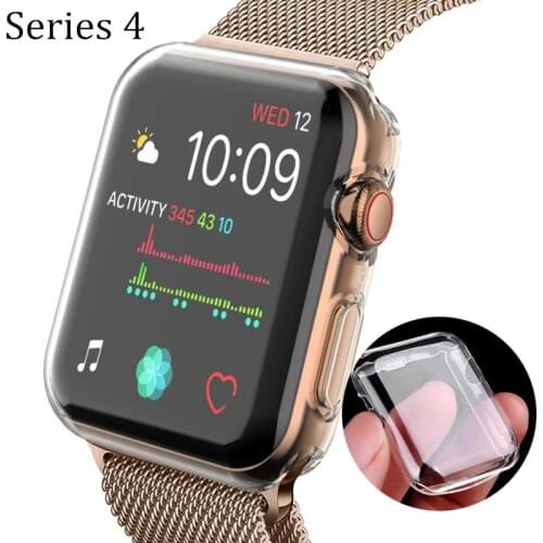 Transparent Cover for Apple Watch Case 40mm 44mm Plastic Soft Cover for Apple Watch Series 4 TPU Soft and Slim Protect Cover