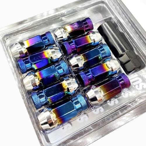 48mm M12X1.5 Blue Burnt Color Steel Muteki Car Racing Race Wheel Rim Lug Nuts Lock Locking Nut For Honda Toyota Mazda