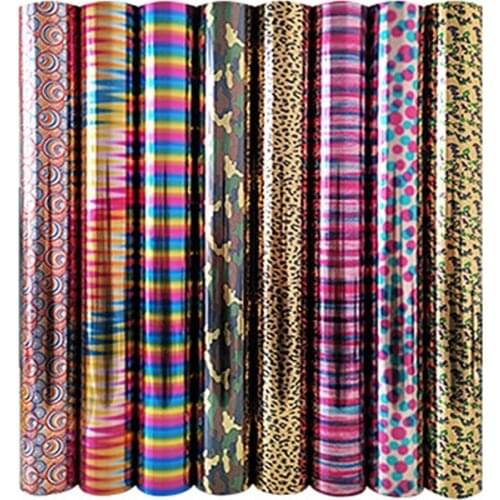 Metallic PET HTV Thermal Printing Vinyl Hologpam Heat Transfer-Film 20x25cm Laser Hot Stamping Foil For Fabric In Sheets