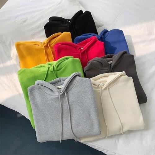 Couple Streetwear Hoodie Men Solid Harajuku Hooded Hoodies 2021 Thick Fleece Mens Korean Fashions Colorful Sweatshirts