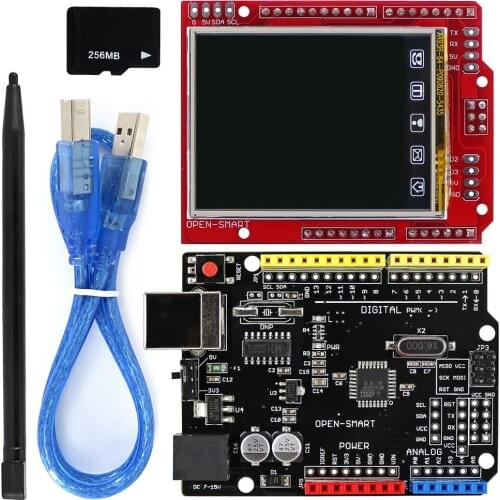 2.2 Inch TFT LCD Display Module Touch Screen Shield + ATmega328P Board Kit with USB cable TF Card / Pen Compatible for Arduino