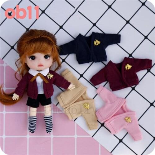 1PCS Lovely Preppy Chic OB11 Doll Japanese Cardigan Shirts for Obitsu 11, 1/12 BJD Doll Clothes Accessories