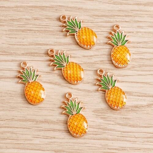 10pcs 9*17mm Cute Pineapple Charms for Jewelry Making Enamel Fruits Charms Handmade Crafts Bracelets Pendants Earrings Wholesale
