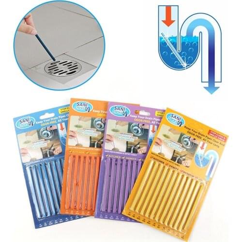 12Pcs/ 1 Pack Sani Sticks Sewage Decontamination to Deodorant The Kitchen Toilet Bathtub Drain Cleaner Cleaning Rod