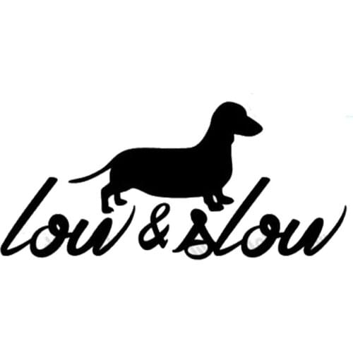 14.5cm*6.5cm LOW & SLOW Animal Personality Dachshund Fashion Vinyl Car Sticker C5-0708