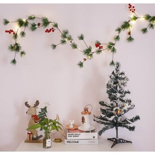 2M 20LEDS Christmas Rattan String Lights Simulation Pine Needles Pine Cones Leaf Christmas Party Home Decor Battery Powered