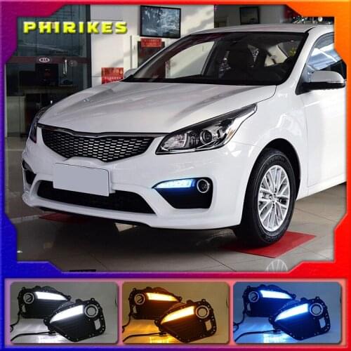 2pcs For KIA K2 RIO 2016-2017 LED DRL lights Daytime Running Light Daylight yellow Signal fog lamp Styling lights