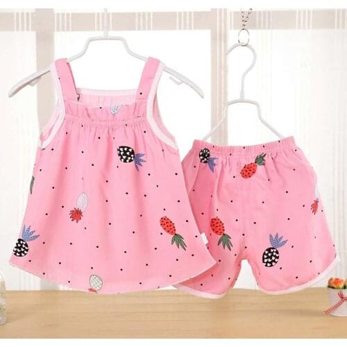 Baby Girl Clothes Sets Kids Baby Cartoon Vest+Shorts Suit 2Pcs/Set For Infant Bebe Girls Floral Print Clothes 0-36M