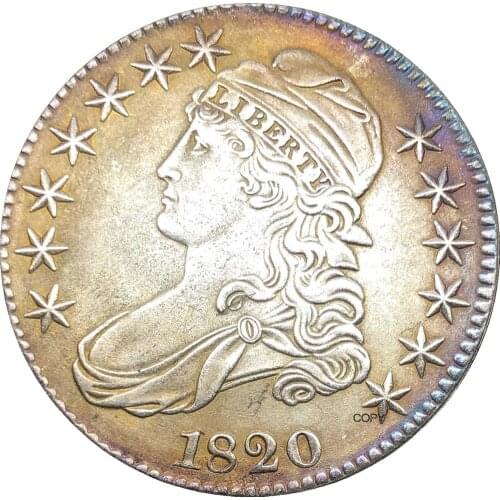United States 50 Cents ½ Dollar Liberty Eagle Capped Bust Half Dollar 1820 Cupronickel Plated Silver Copy Coin
