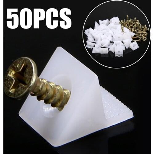 50pcs Drawer Wedges Angle Plastic Corner Brackets Block for Repair Fixing Wedges Furniture Back Panels
