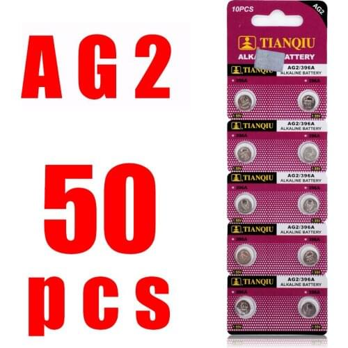 YCDC 50Pcs AG2 Alkaline Batteries Wholesale 396A LR726 SR726W GP397 1164SO Coin Button Cell Battery Single Use for Watch Remote