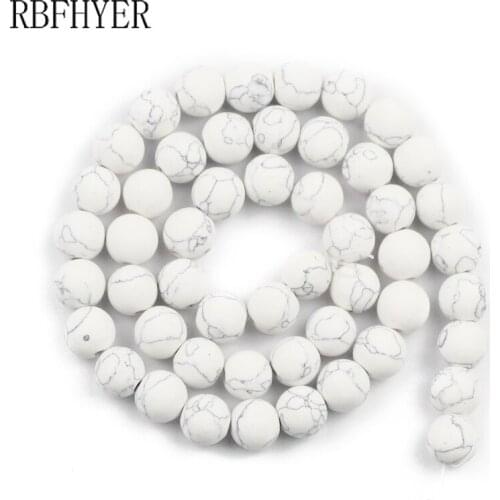 White Pine Stone Matte Round Loose Beads Natural Stone For Fashion Jewelry Bracelet Accessories Making DIY 4/6/8/10/12MM